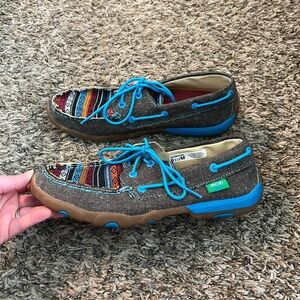 Twisted X Eco Twx Brown Canvas Boat Shoes Size 9.5